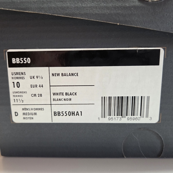 New Balance BB550 Mens White/Black Sneakers Size 10 Ortholite Insoles NWB main image 5